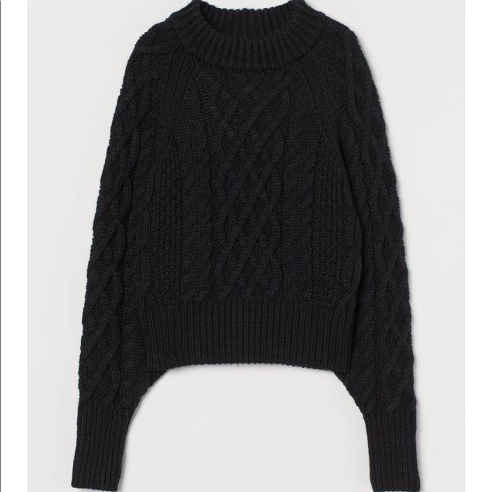 NWT Soft H&M Cable Knit Sweater Black XS